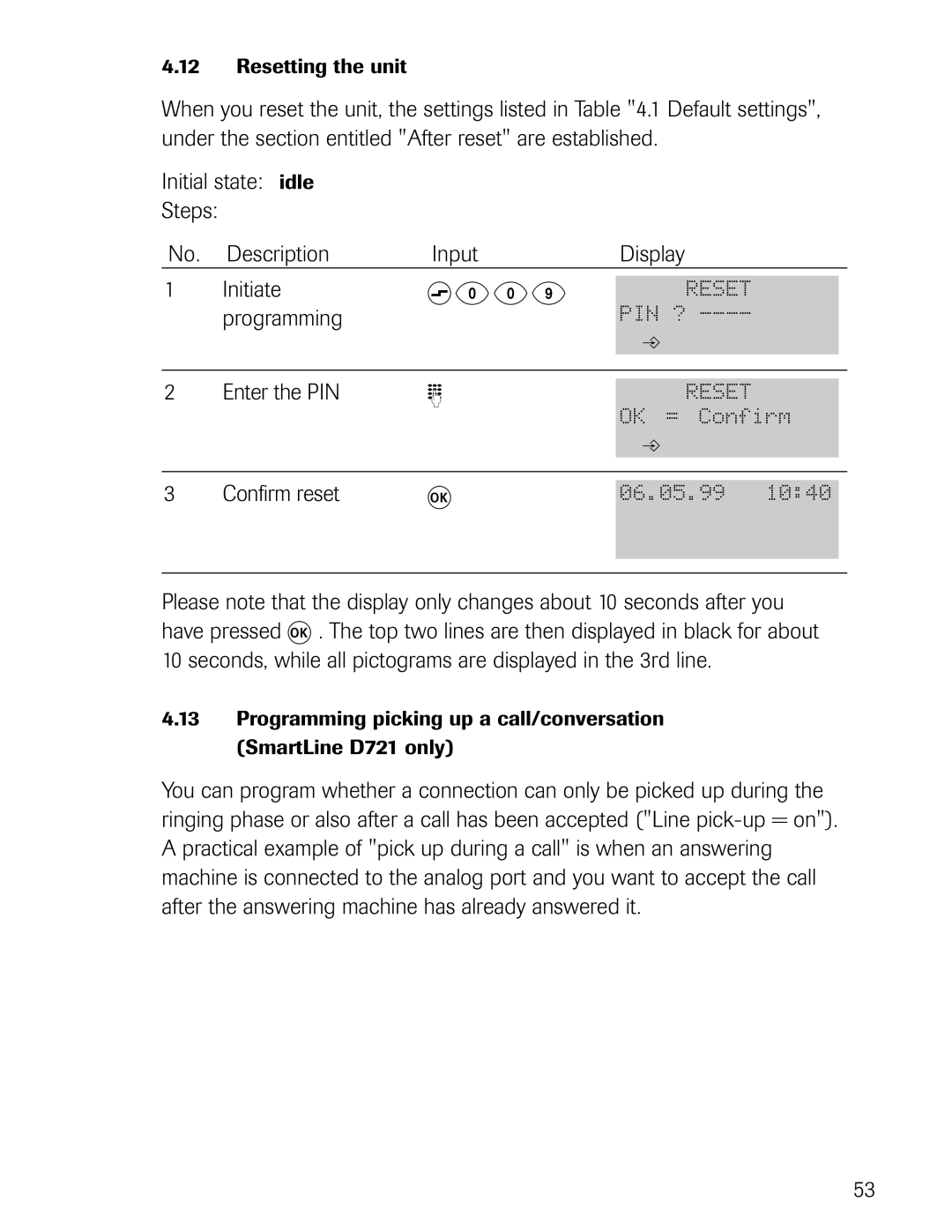 Philips D721, D711 manual S009, Confirm reset 