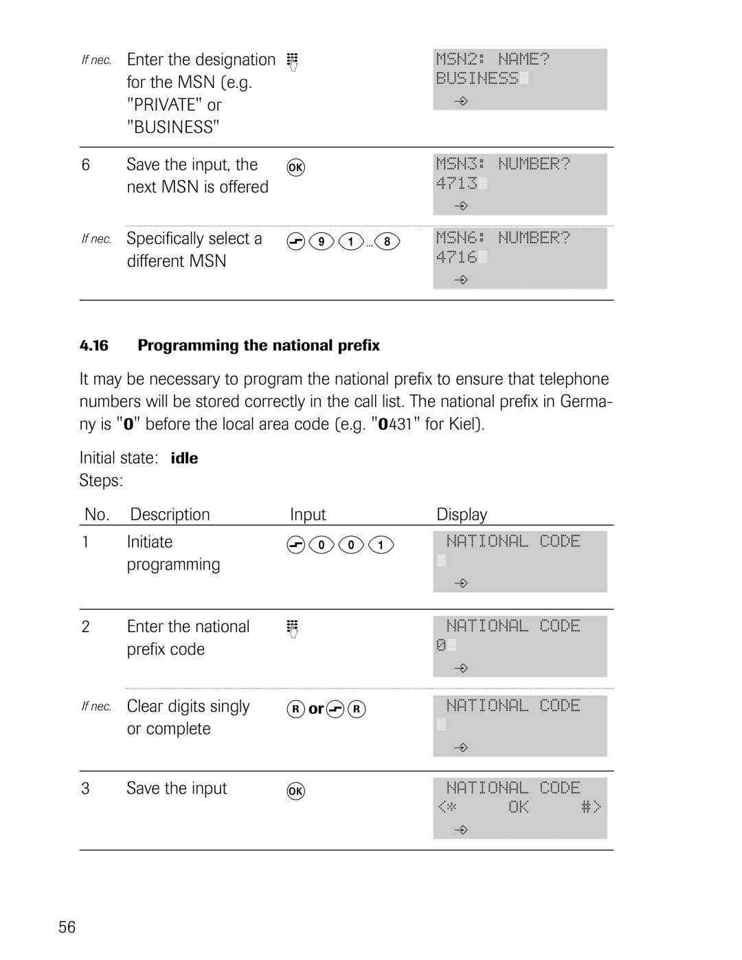 Philips D711, D721 manual S91…8, S001, Private or, If nec. Clear digits singly Ror sR, Or complete 