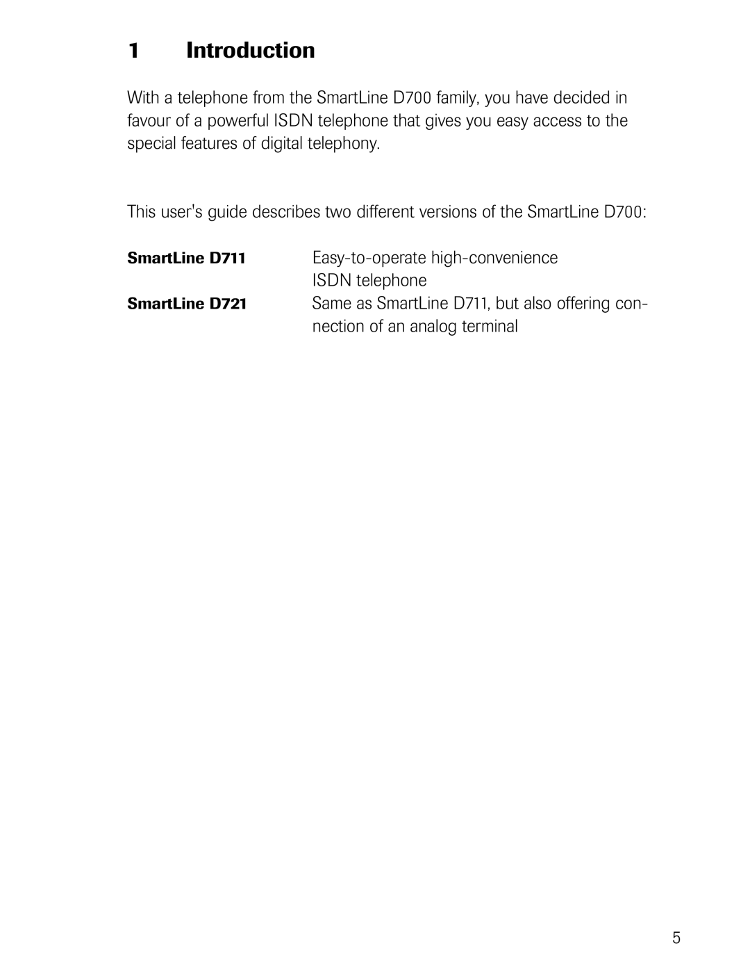 Philips D721, D711 manual Introduction, Easy-to-operate high-convenience, Isdn telephone, Nection of an analog terminal 