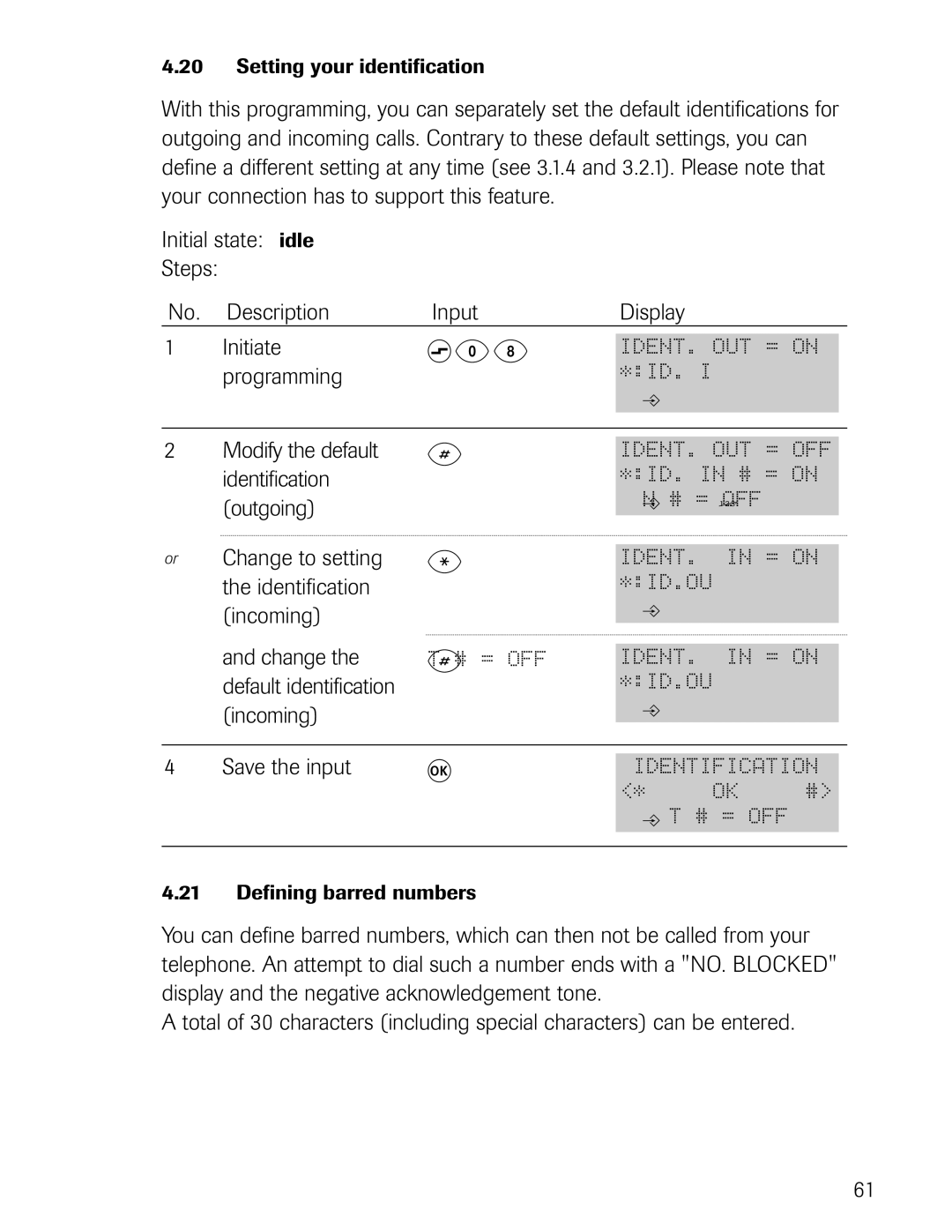 Philips D721, D711 manual S08, Default identification, Incoming 