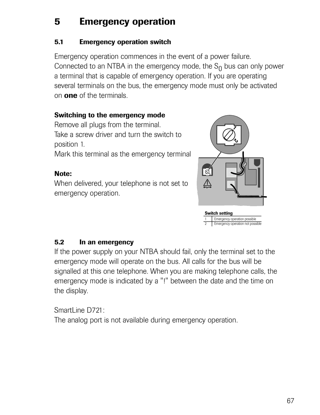 Philips D721, D711 manual Emergency operation 