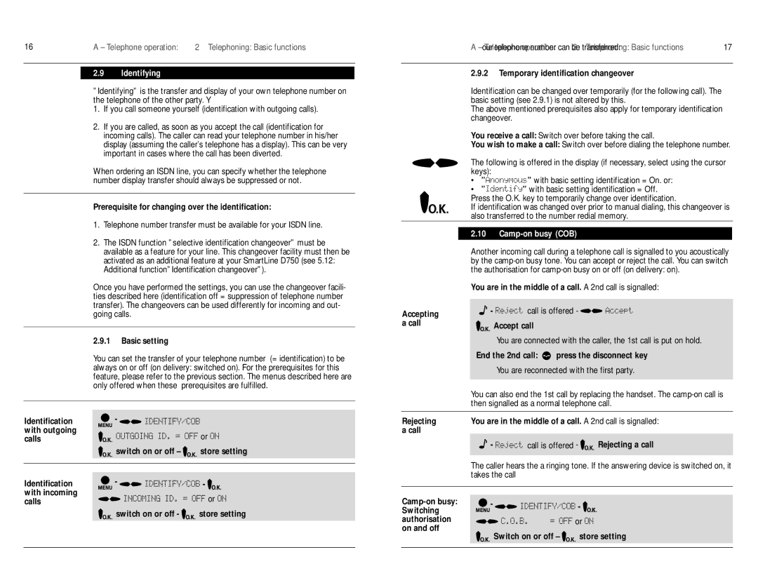 Philips D750 manual Identifying, Camp-on busy COB 