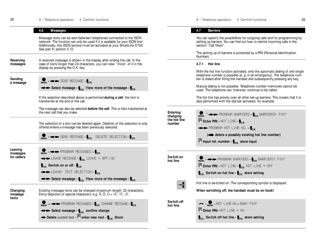 Philips D750 manual Messages, Barriers 