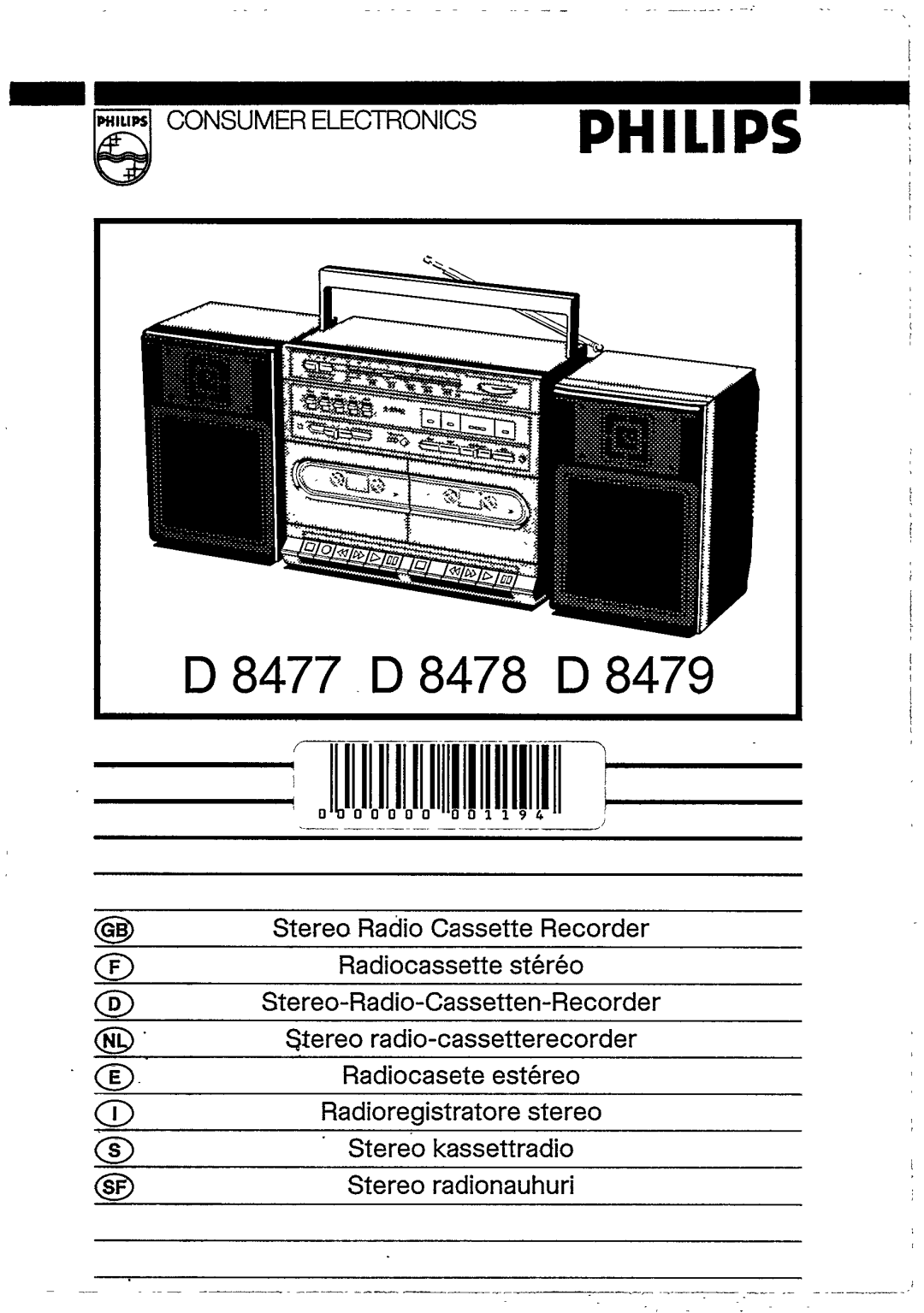 Philips D8479 manual 