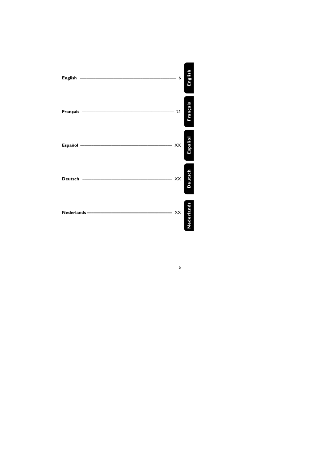 Philips DA1000 user manual Nederlands Deutsch Español Français English 