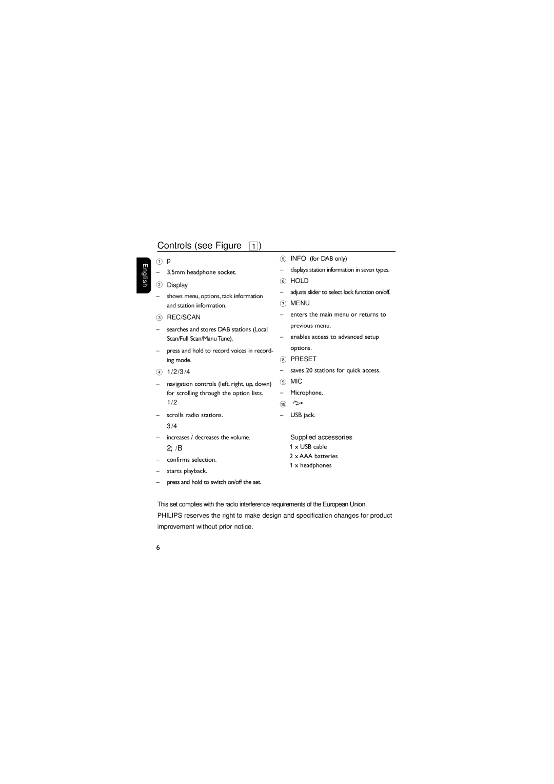 Philips DA1102 user manual Controls see Figure, Display 