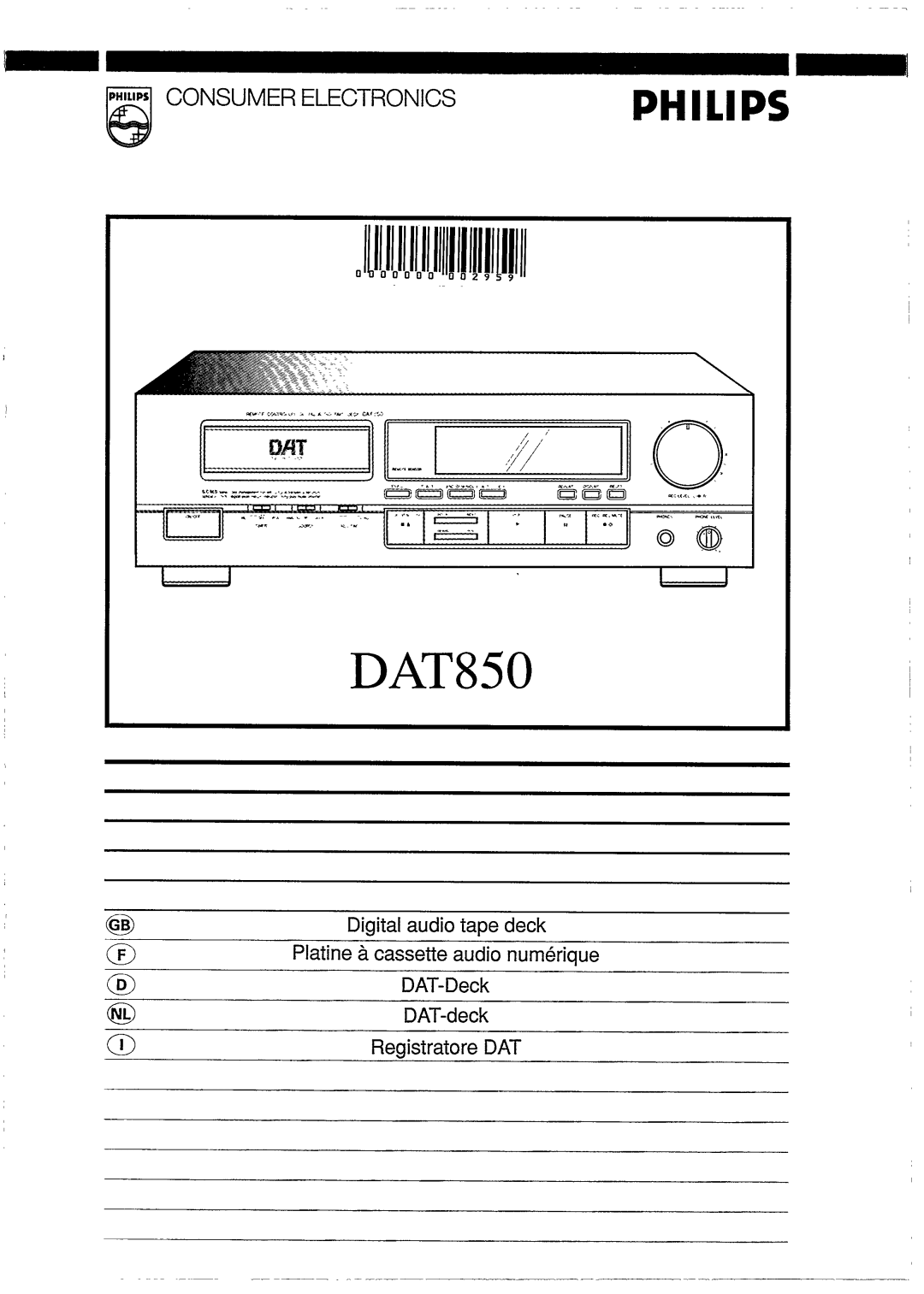 Philips DAT850 manual 