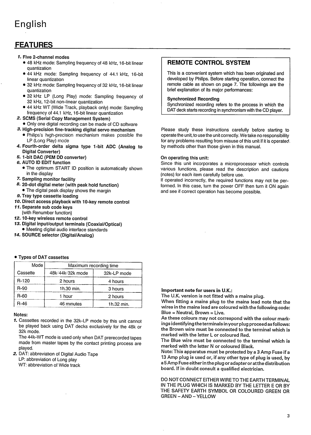 Philips DAT850 manual 