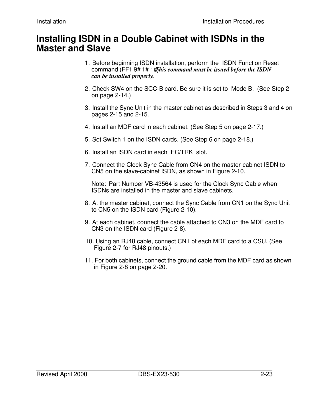 Philips DBS-EX23-530 manual Installation Installation Procedures 