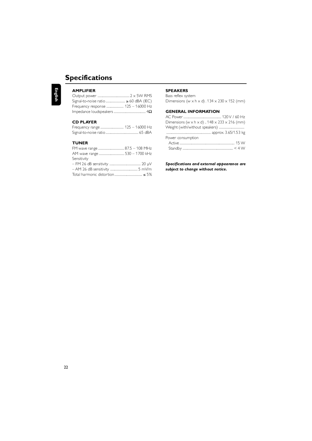 Philips DC156/37 quick start Specifications 