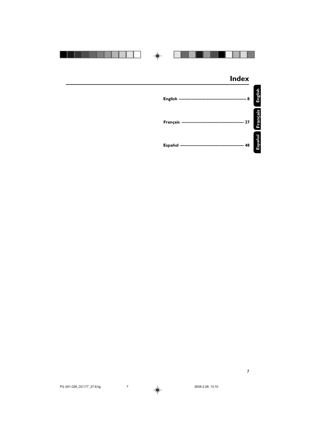 Philips DC177 owner manual Index 