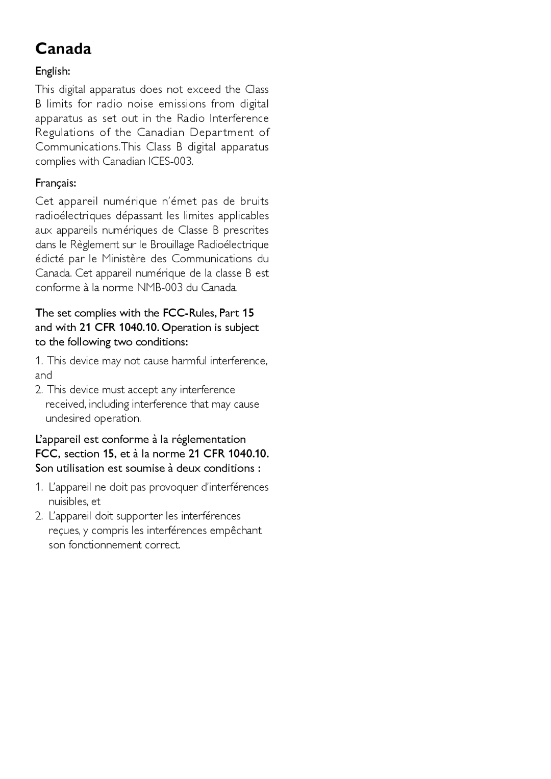 Philips DC190B/37 user manual English, Français, This device may not cause harmful interference 