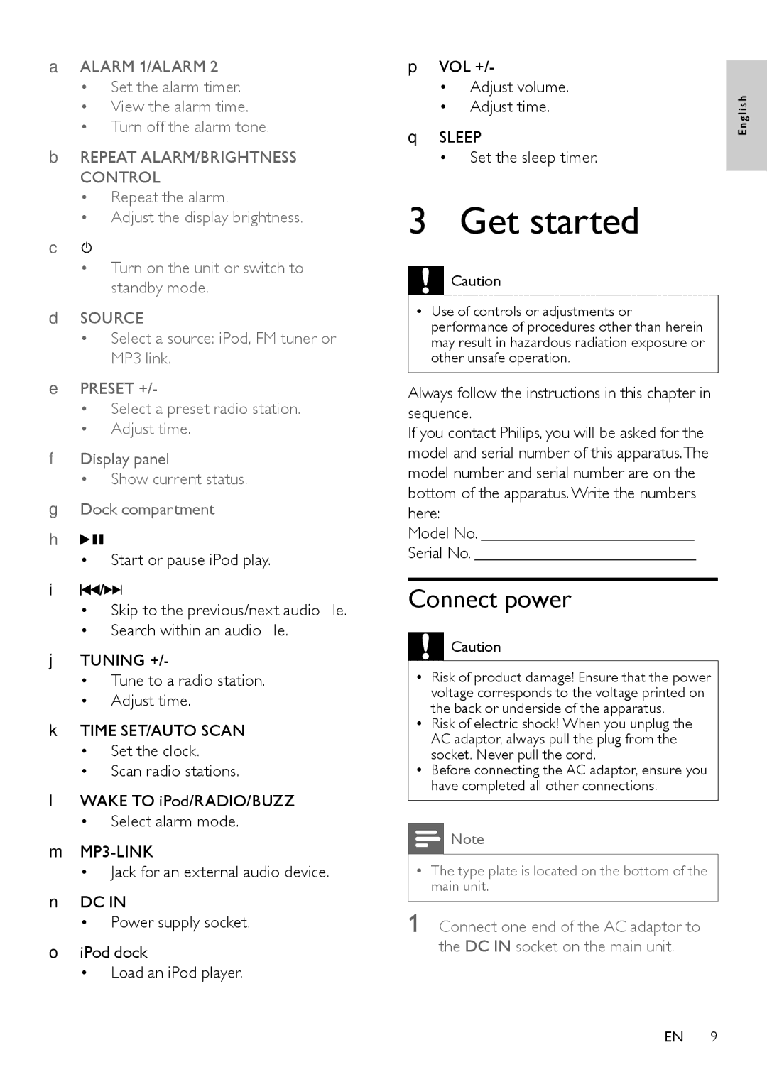 Philips DC190B/37 user manual Get started, Connect power 