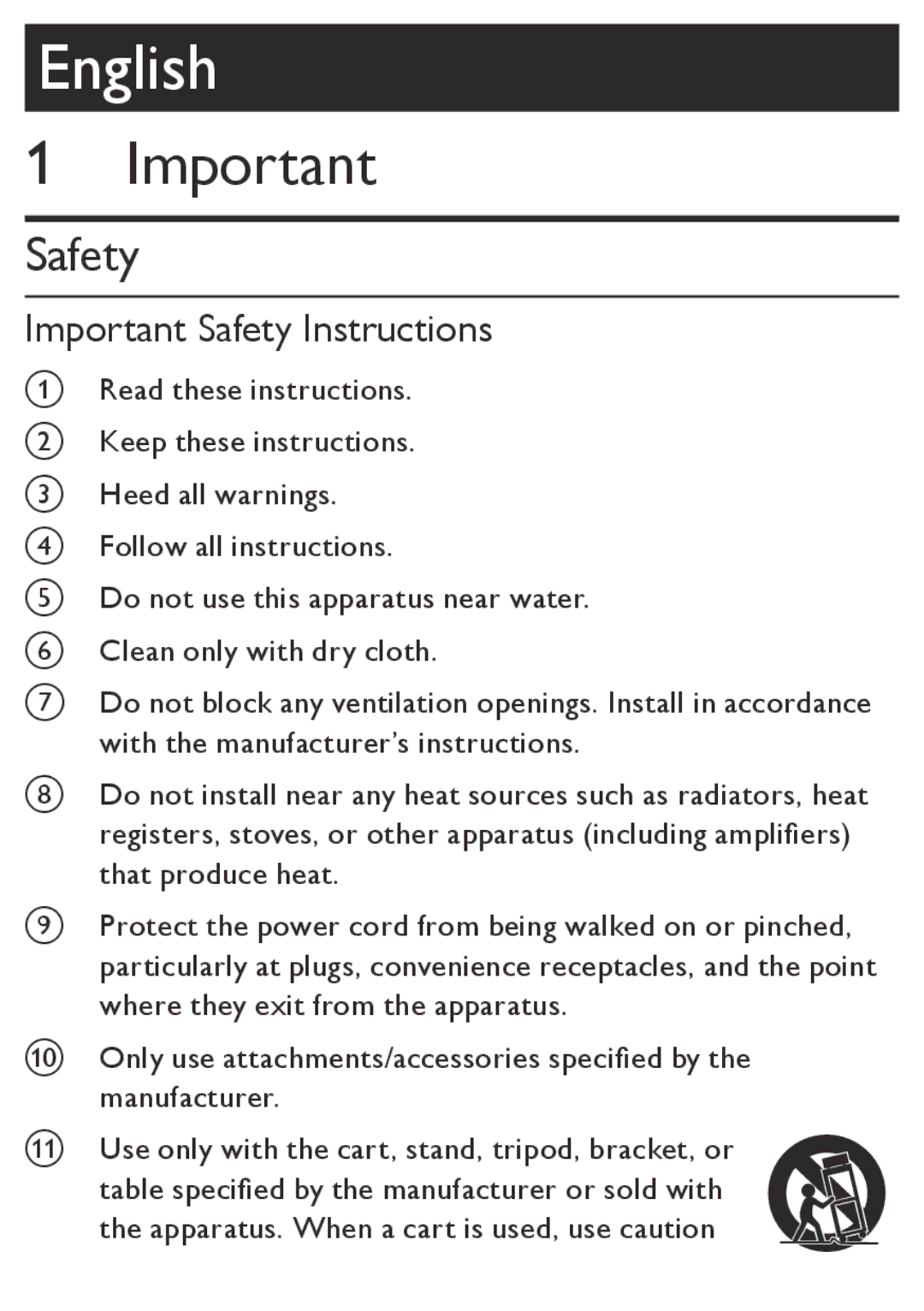 Philips DC190 user manual Important Safety Instructions 