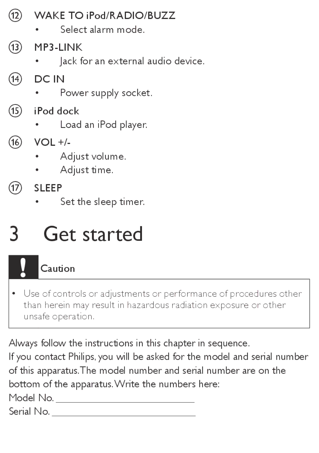 Philips DC190 user manual Get started, MP3-LINK 