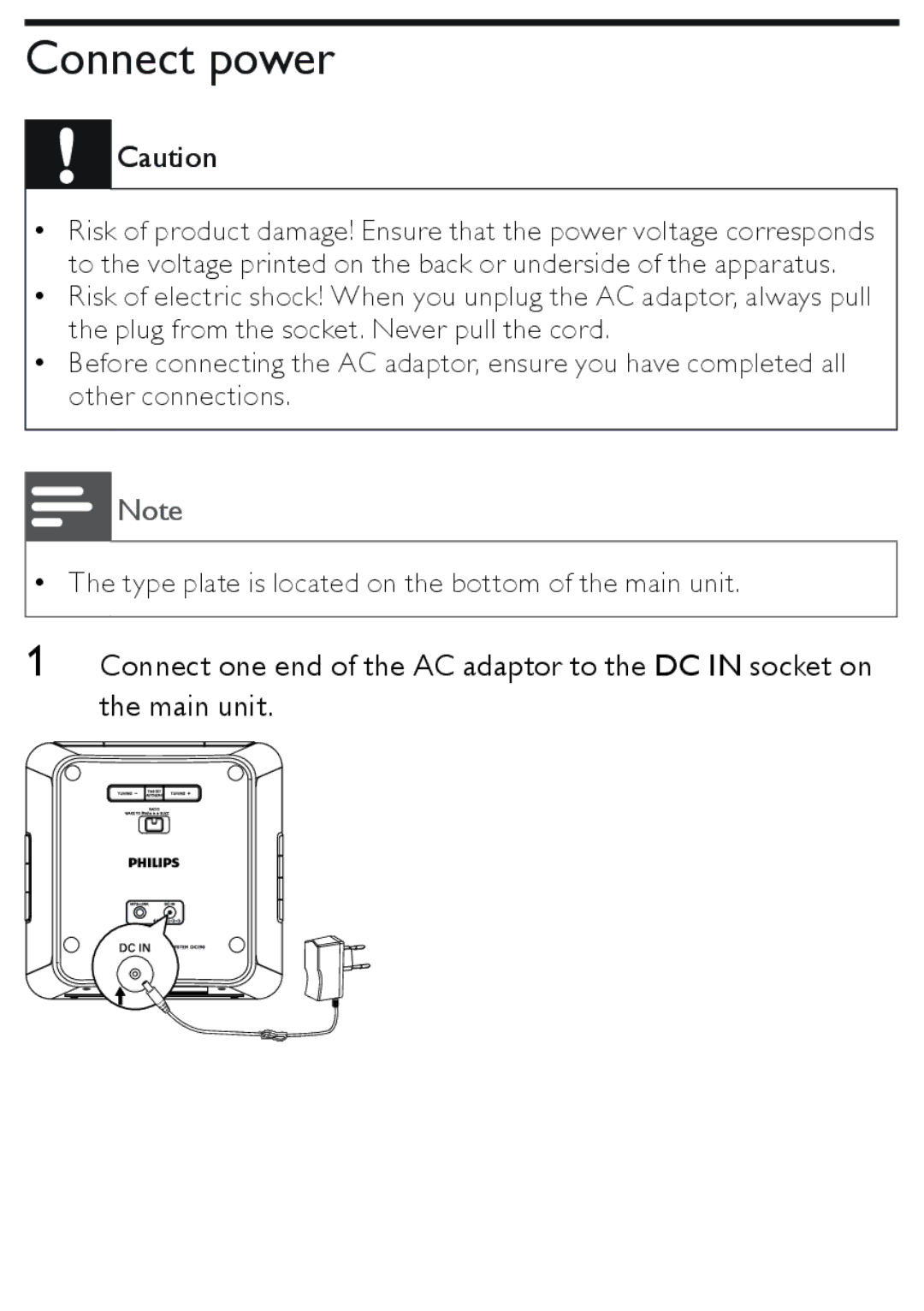 Philips DC190 user manual Connect power 