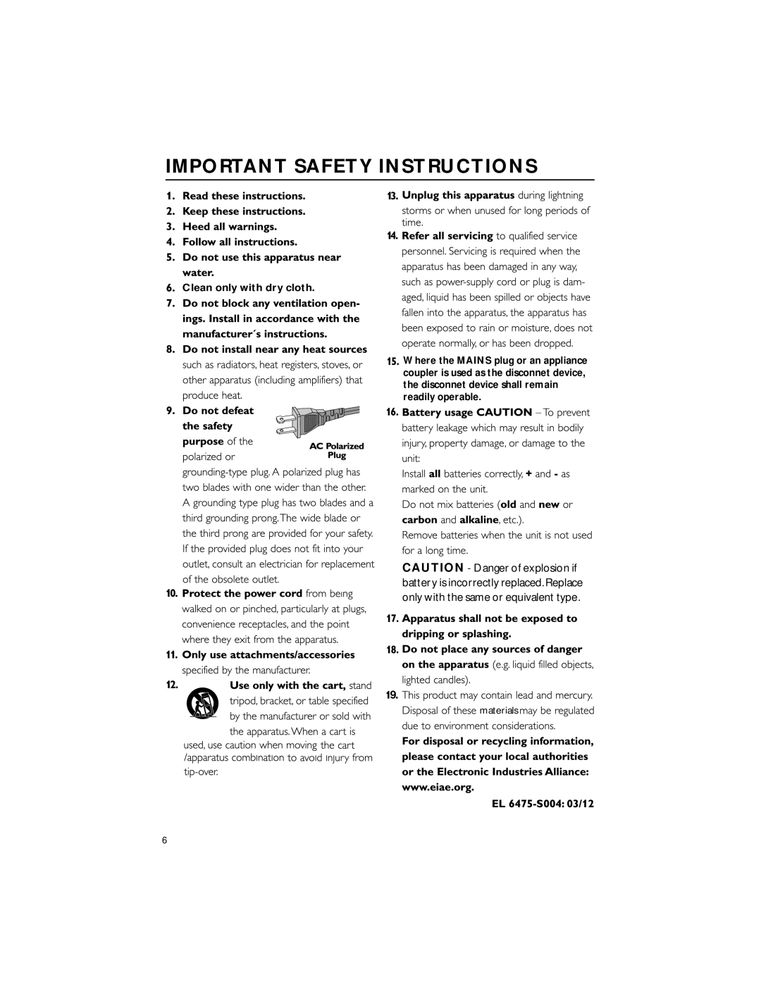 Philips DC199B quick start Important Safety Instructions, Materials 