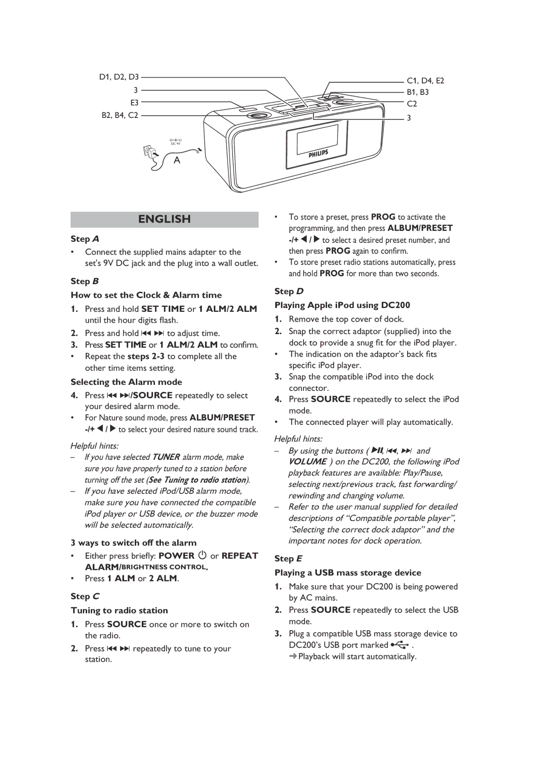 Philips DC200/93 quick start English 