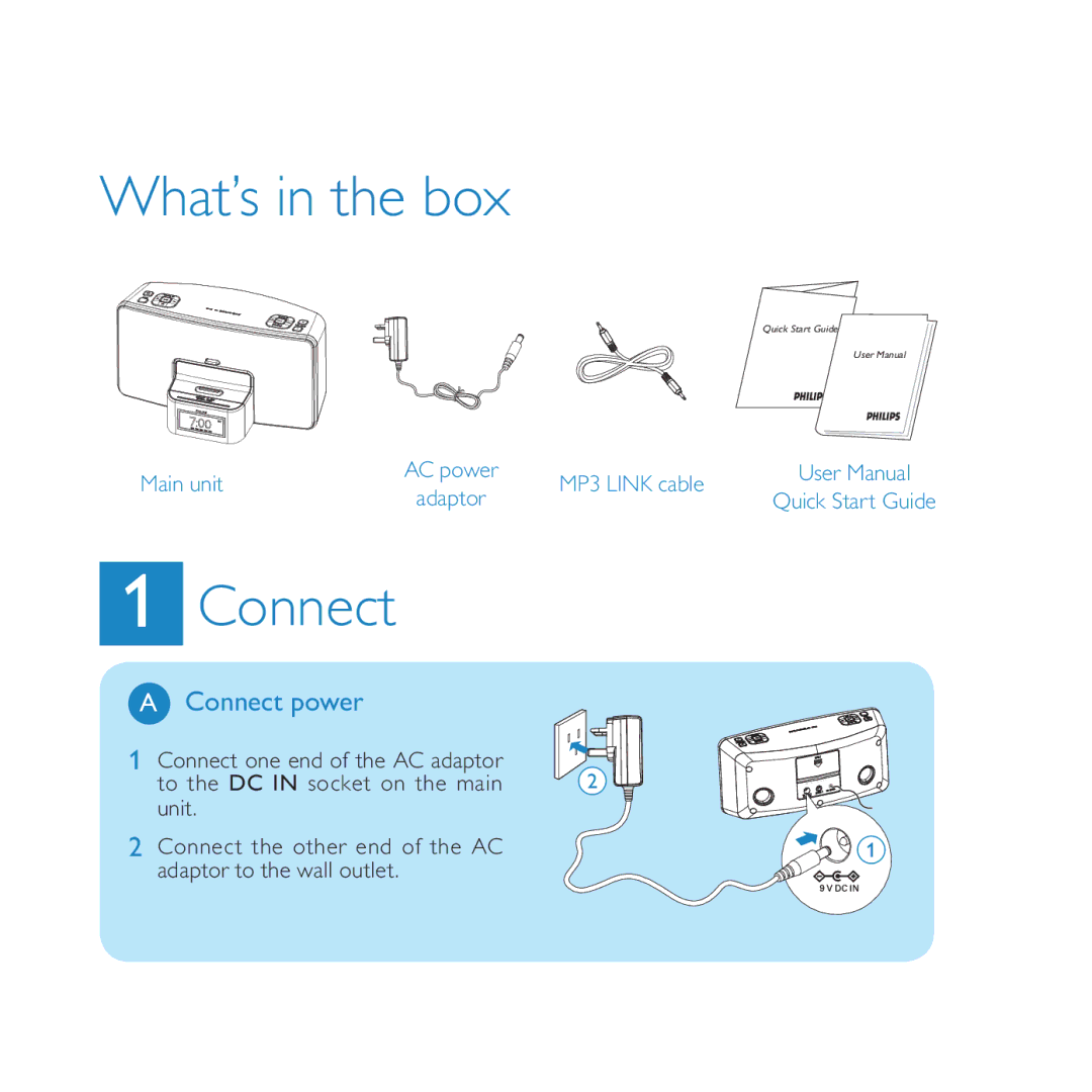 Philips DC220/05 quick start What’s in the box, Connect power 