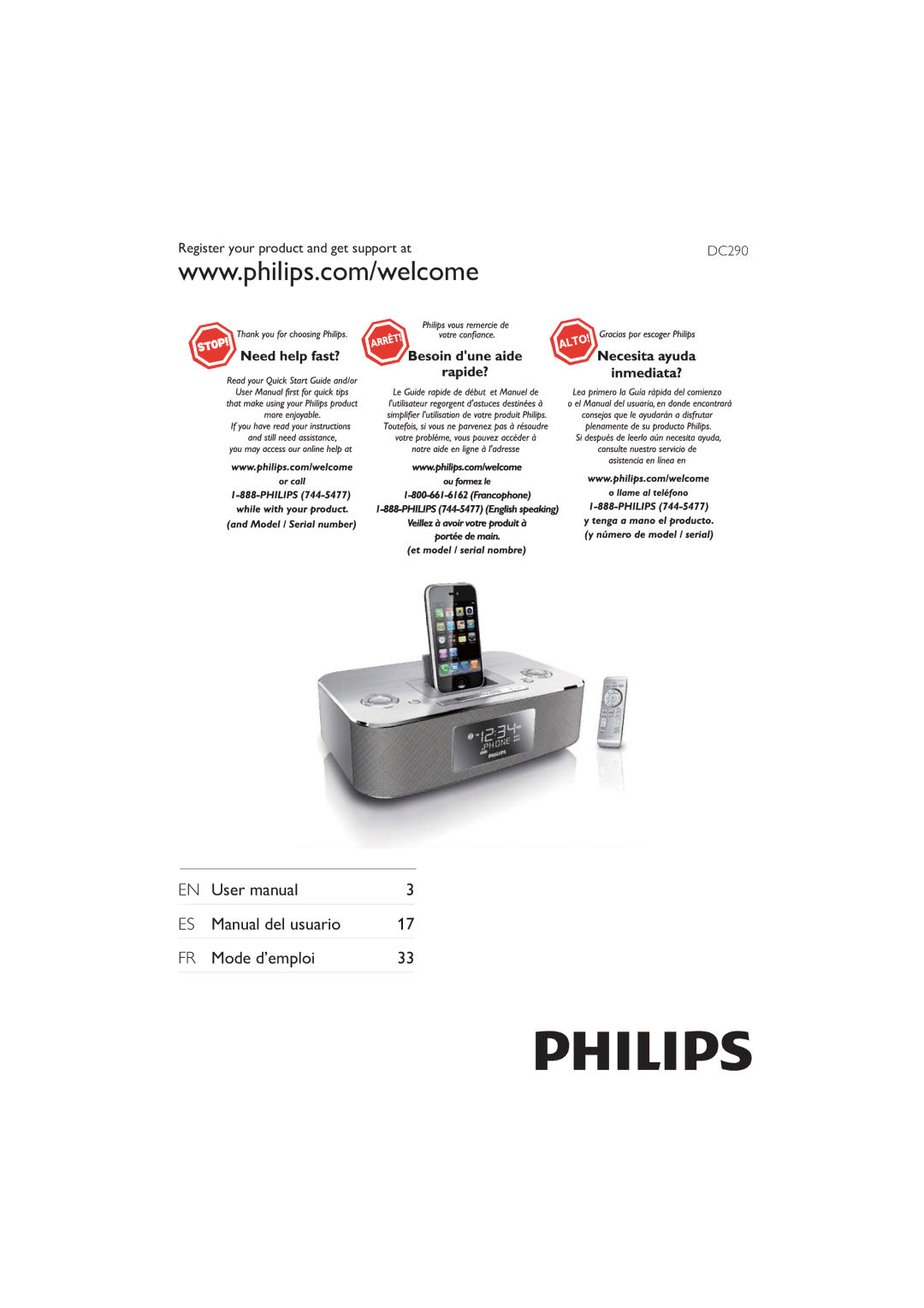 Philips DC290/37 user manual Manual del usuario Mode d’emploi, Register your product and get support at 