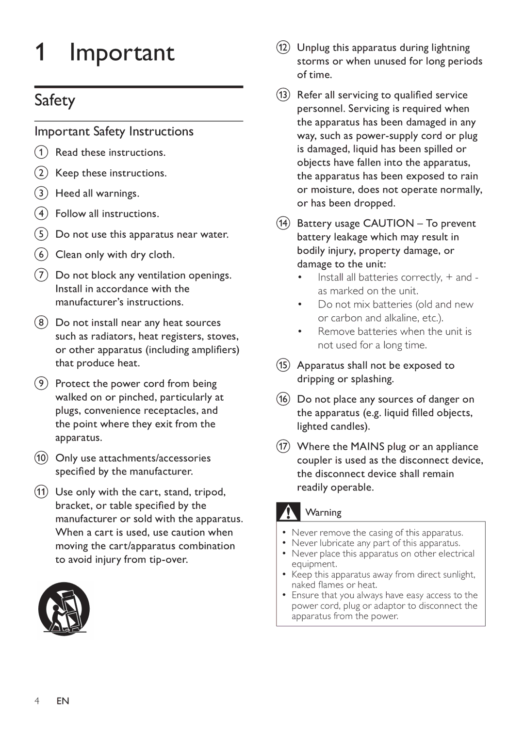 Philips DC290/12, DC290/61 user manual Important Safety Instructions 