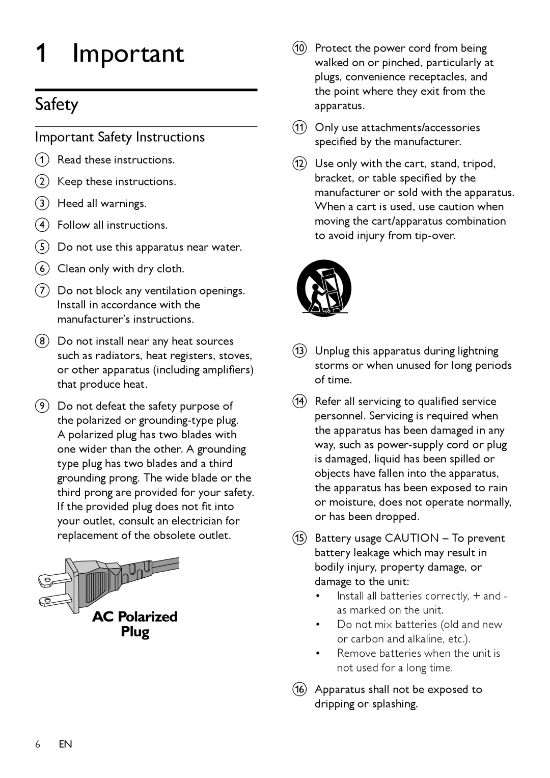 Philips DC290B user manual Important Safety Instructions 