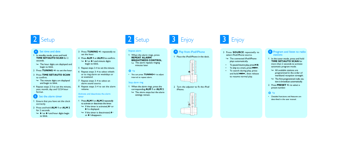 Philips DC315 quick start Setup Enjoy 