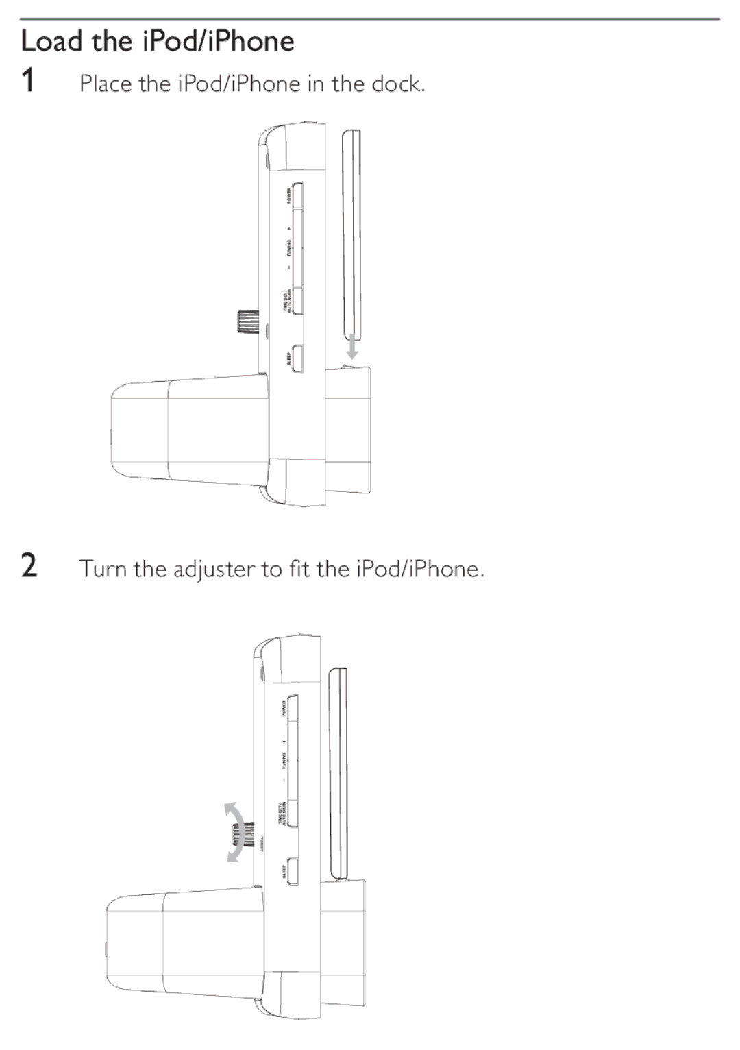 Philips DC315/05 user manual Load the iPod/iPhone 