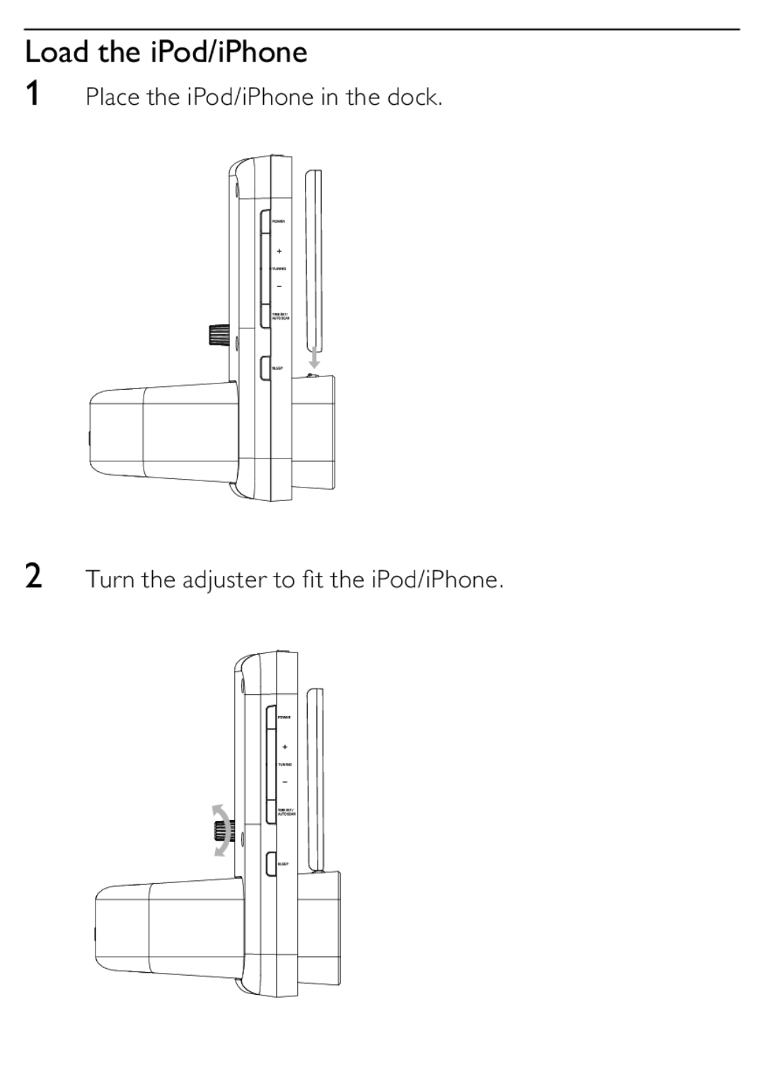 Philips DC315/93 user manual Load the iPod/iPhone 