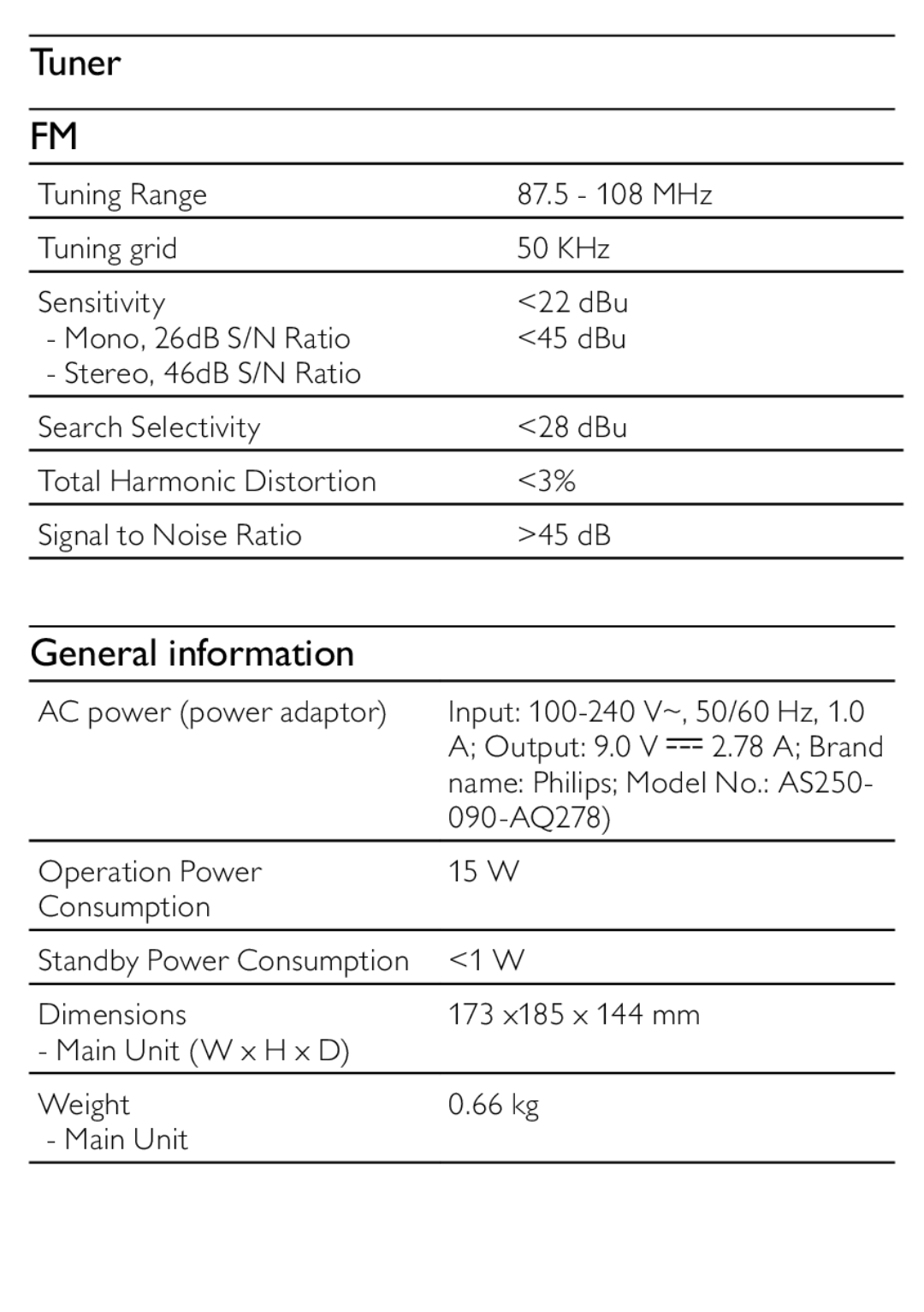 Philips DC315/93 user manual Tuner, General information 