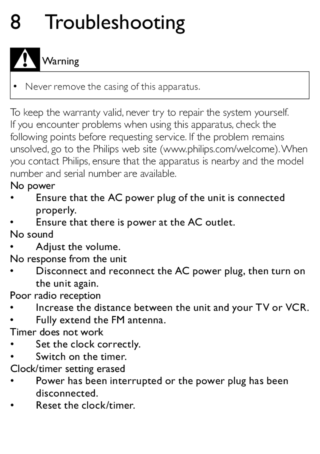 Philips DC315/93 user manual Troubleshooting 