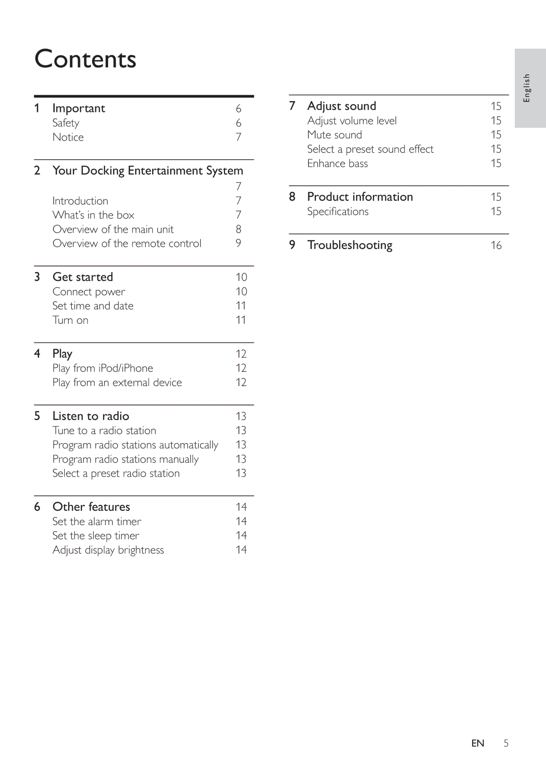 Philips DC320/37 user manual Contents 