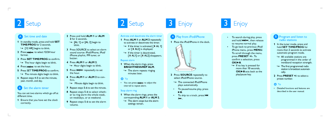 Philips DC320/98 quick start Setup Enjoy 