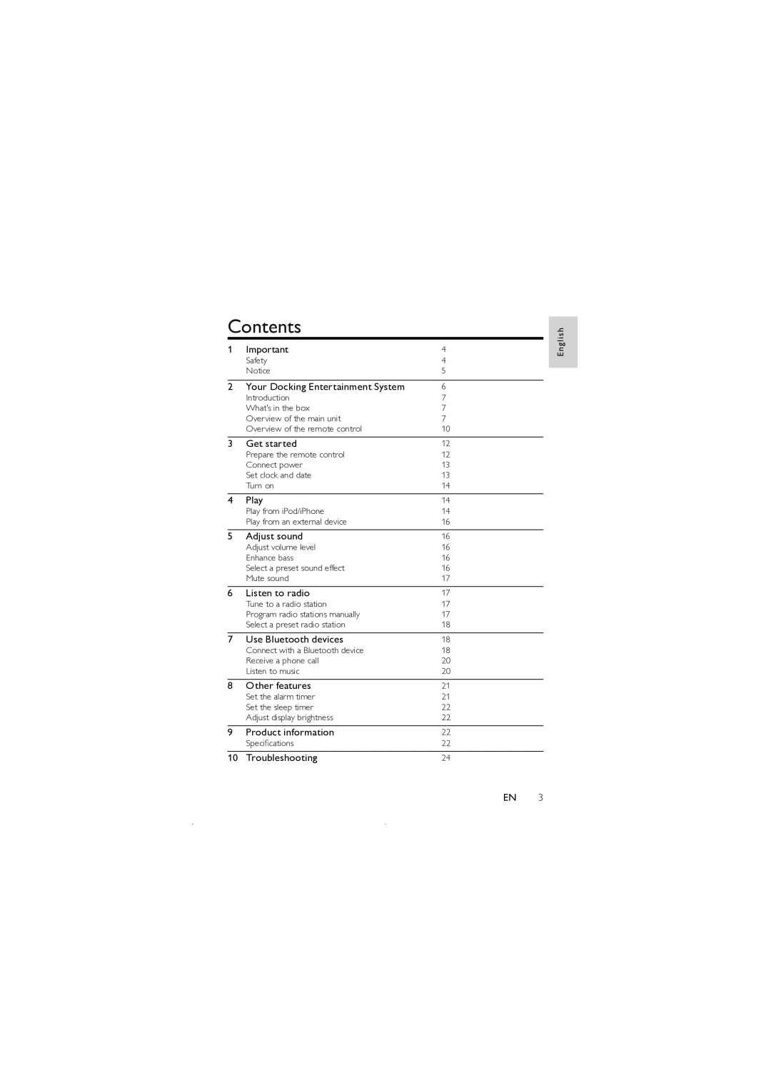 Philips DC350 user manual Contents 