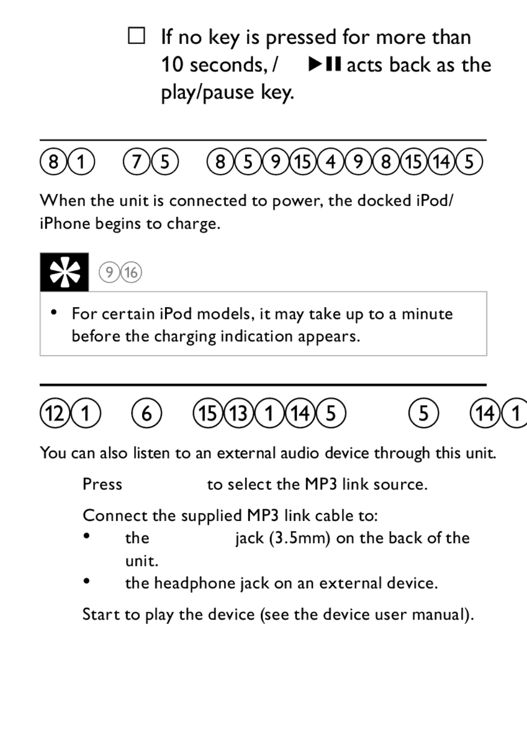 Philips DCB242 user manual Play from an external device, » If no key is pressed for more than Seconds, OK 