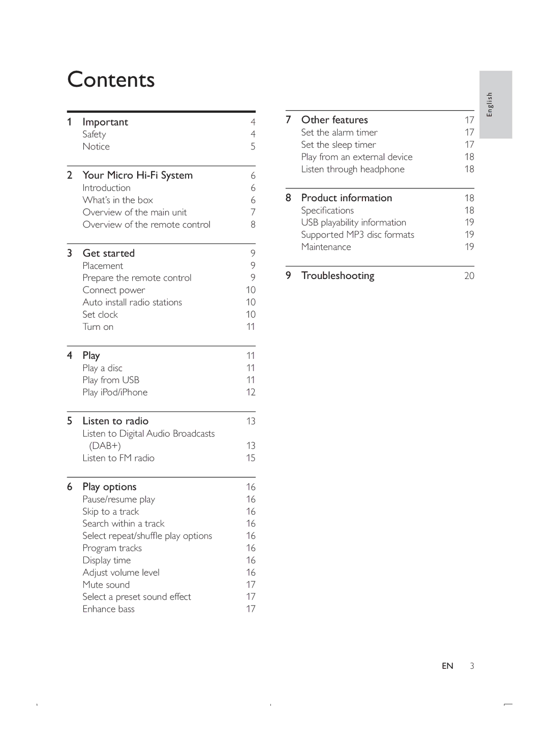 Philips DCB293 user manual Contents 