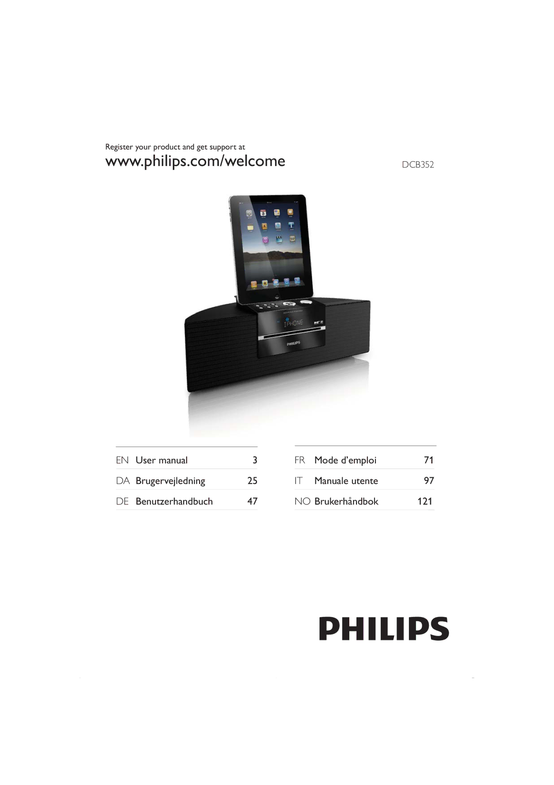 Philips DCB352 user manual Register your product and get support at 