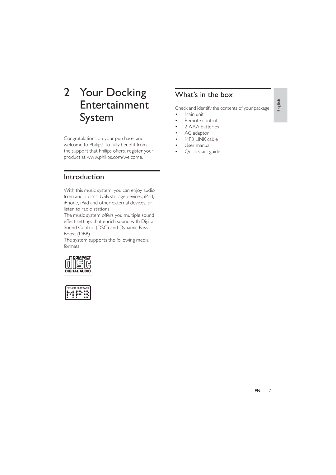 Philips DCB352 user manual Introduction, What’s in the box 