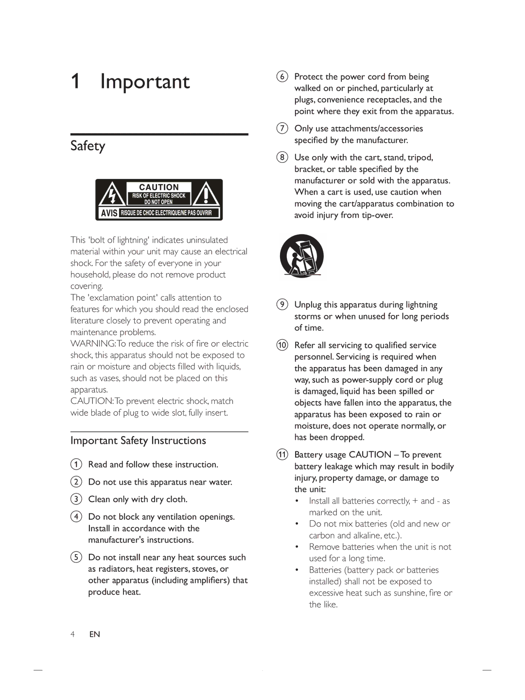 Philips DCB852 user manual Important Safety Instructions, Produce heat, Like 