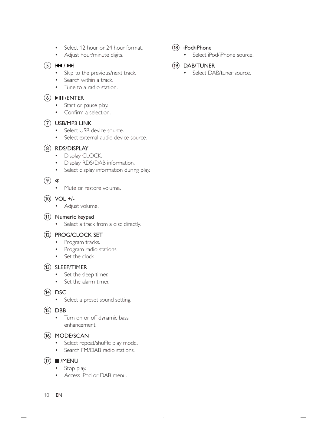 Philips DCB852 user manual Dab/Tuner, Access iPod or DAB menu 