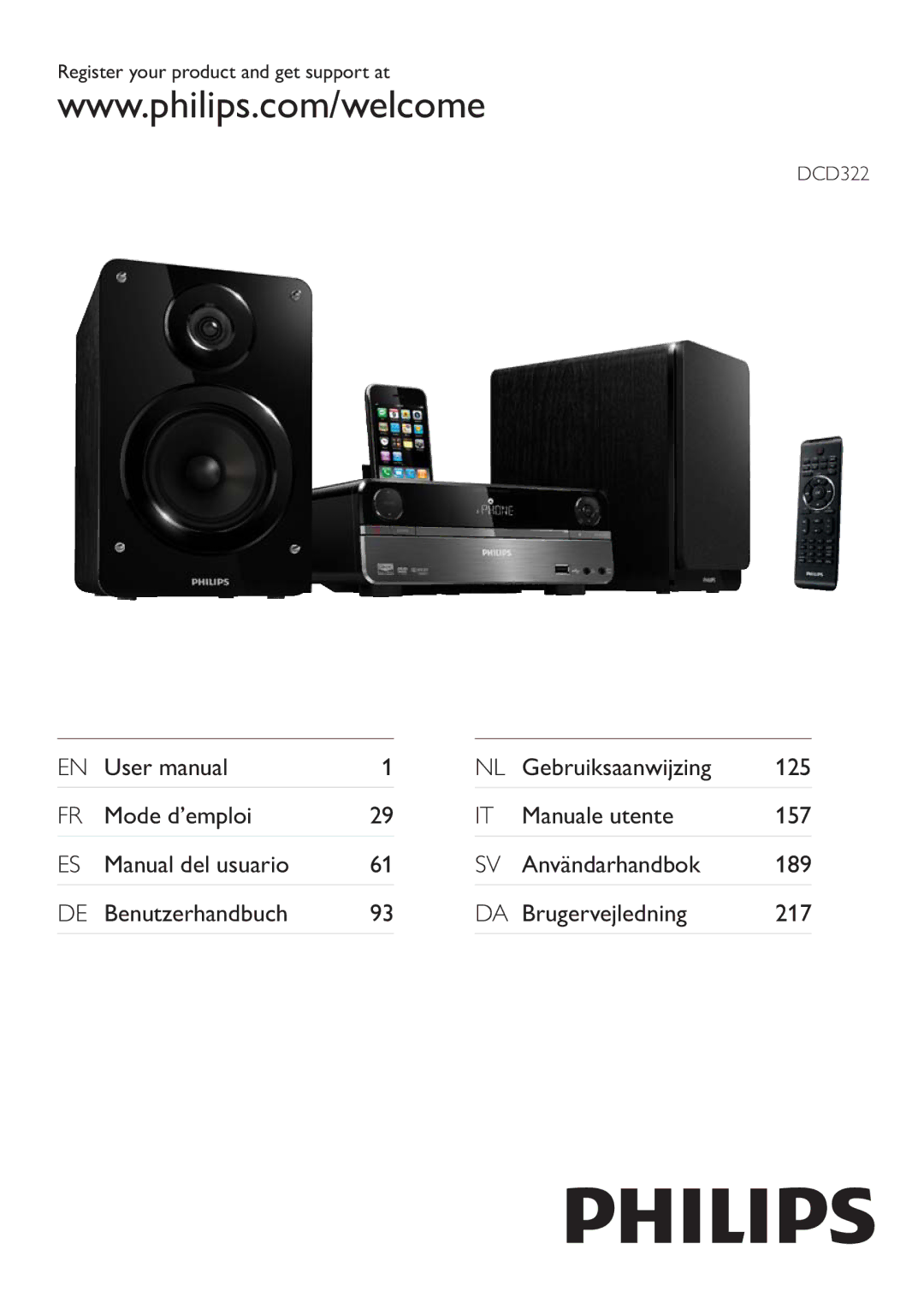 Philips DCD322/12 user manual Register your product and get support at DCD322 