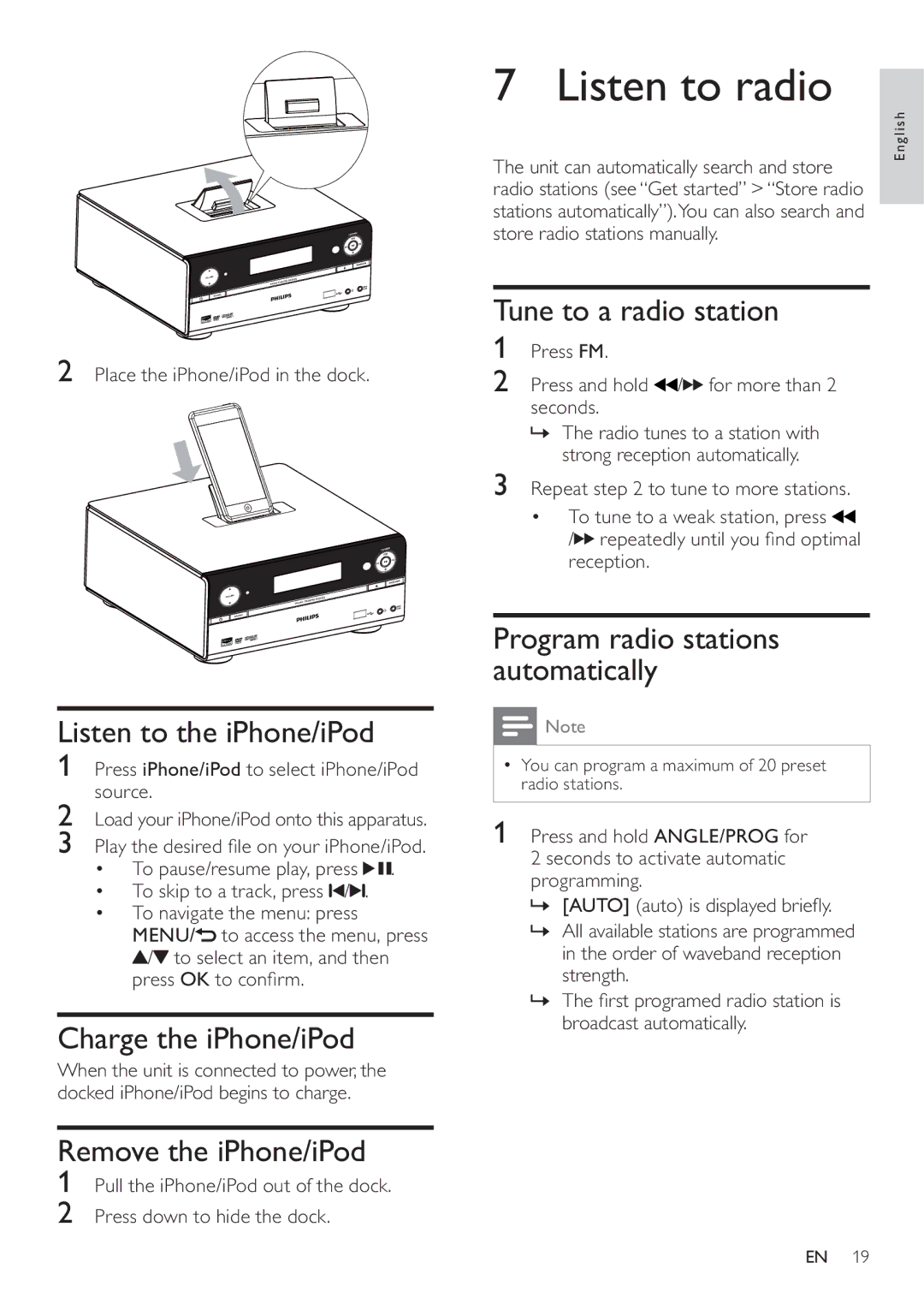 Philips DCD322/12 user manual Listen to radio 