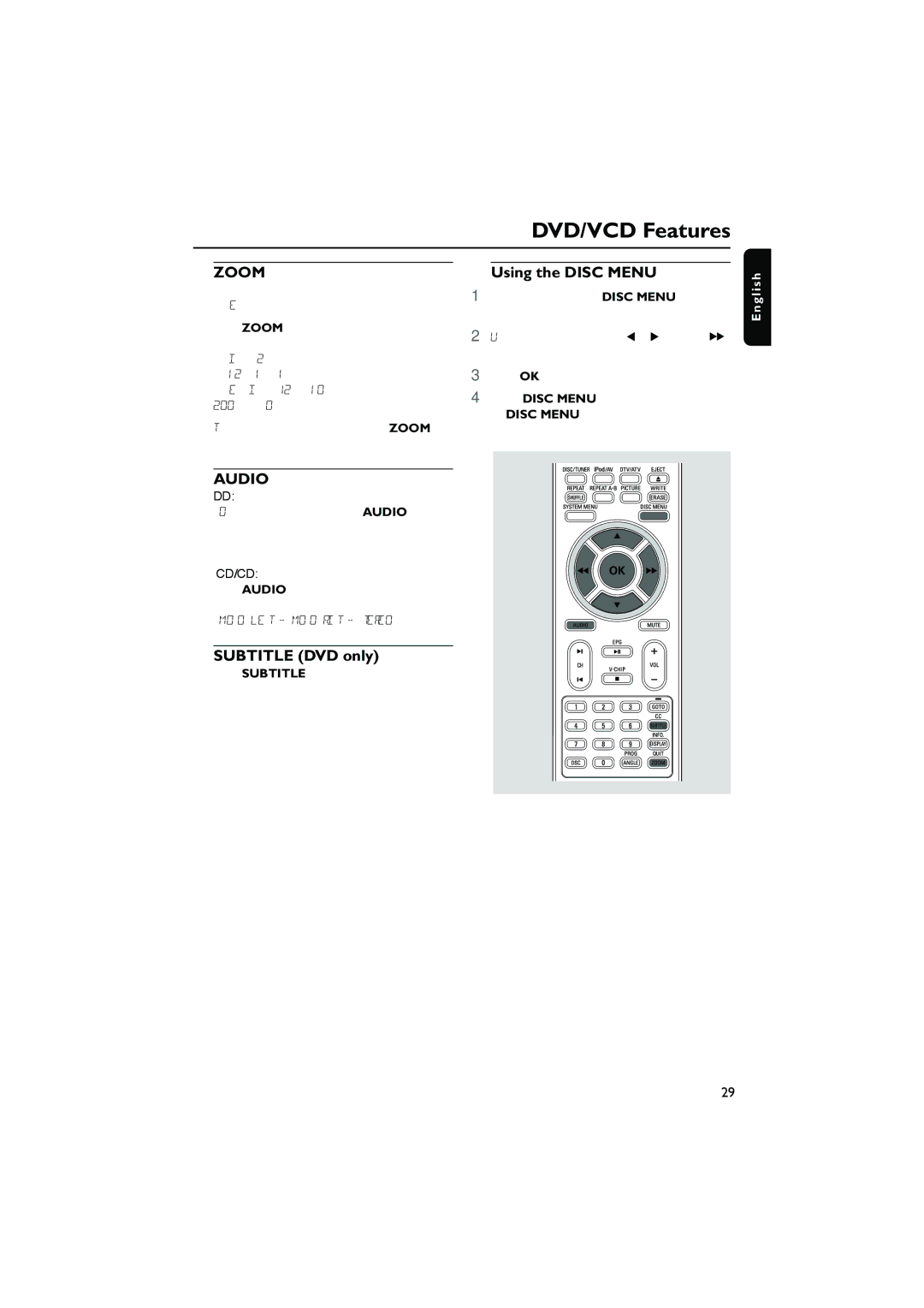 Philips DCD778 quick start DVD/VCD Features, Using the Disc Menu, Subtitle DVD only 