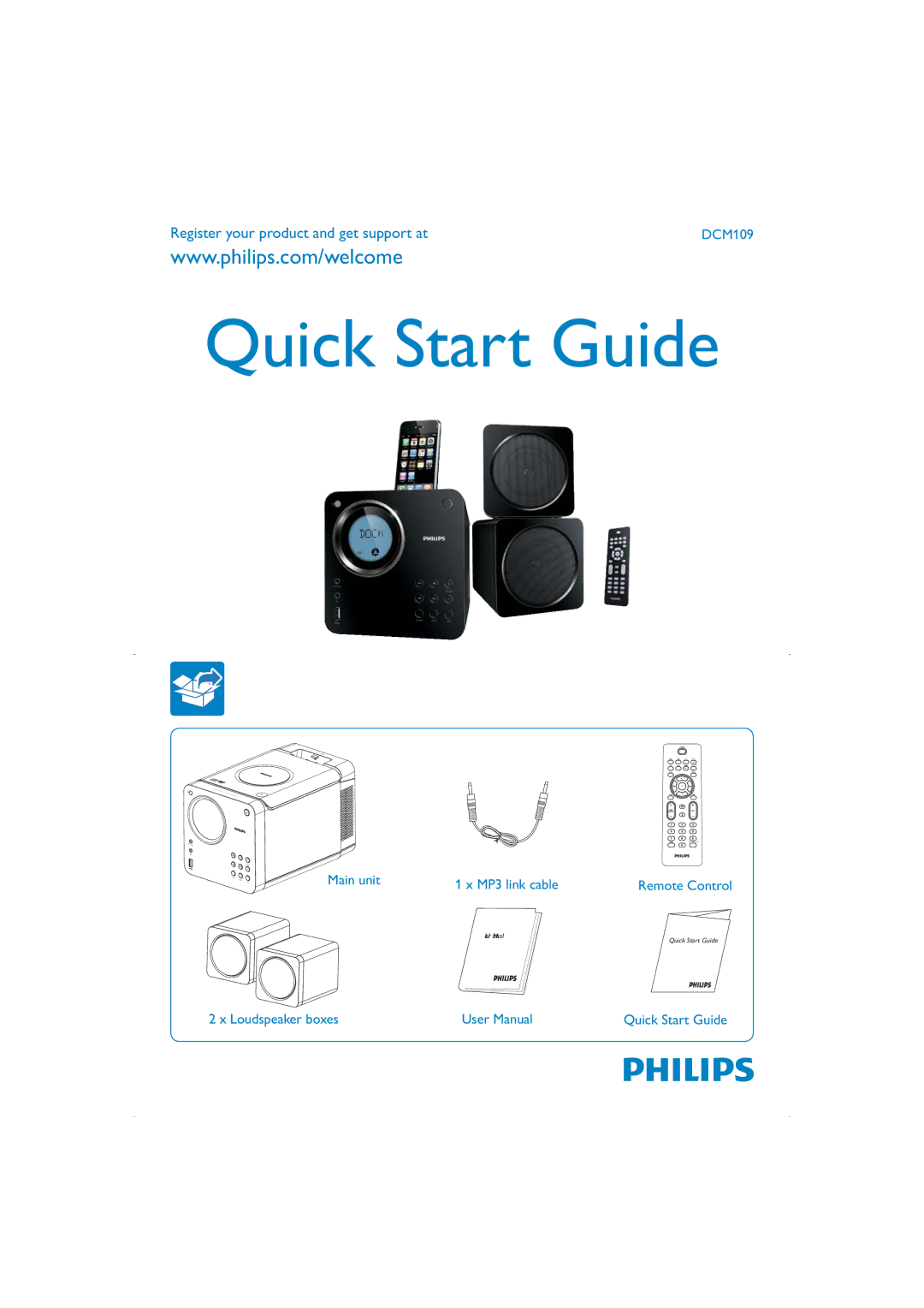 Philips DCM109/37 quick start Quick Start Guide 