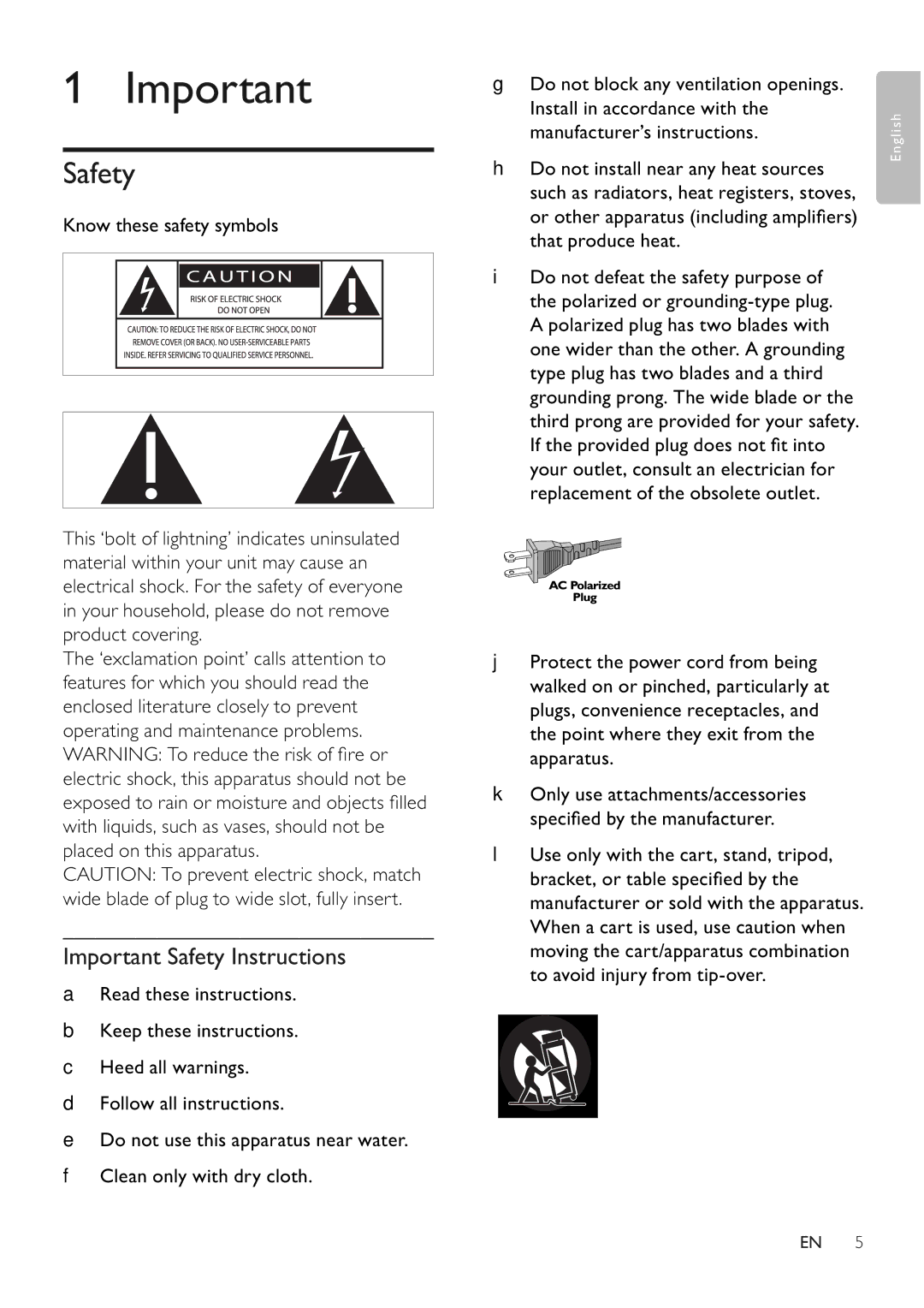 Philips DCM250/37 user manual Important Safety Instructions 