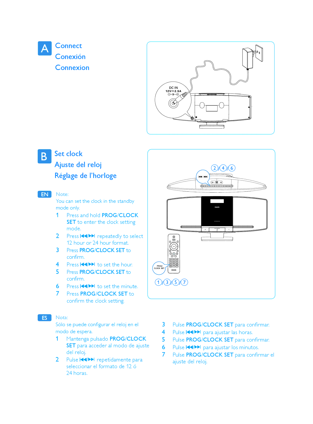 Philips DCM292/37 user manual Press To set the minute 