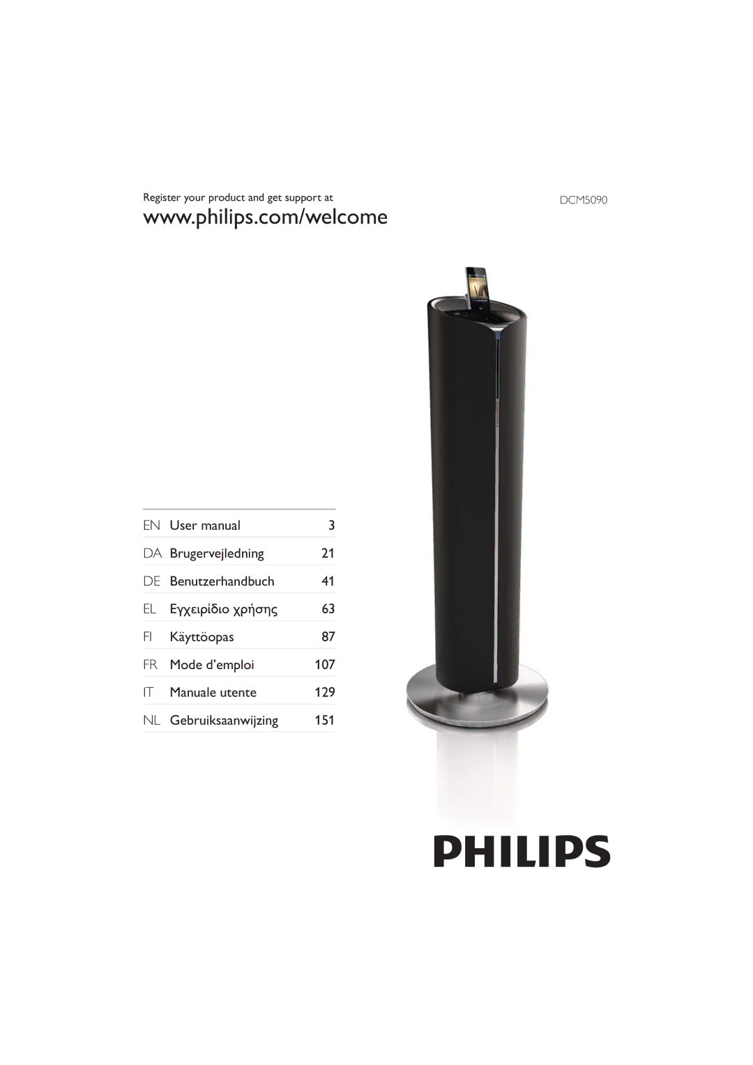 Philips DCM5090 user manual Register your product and get support at 