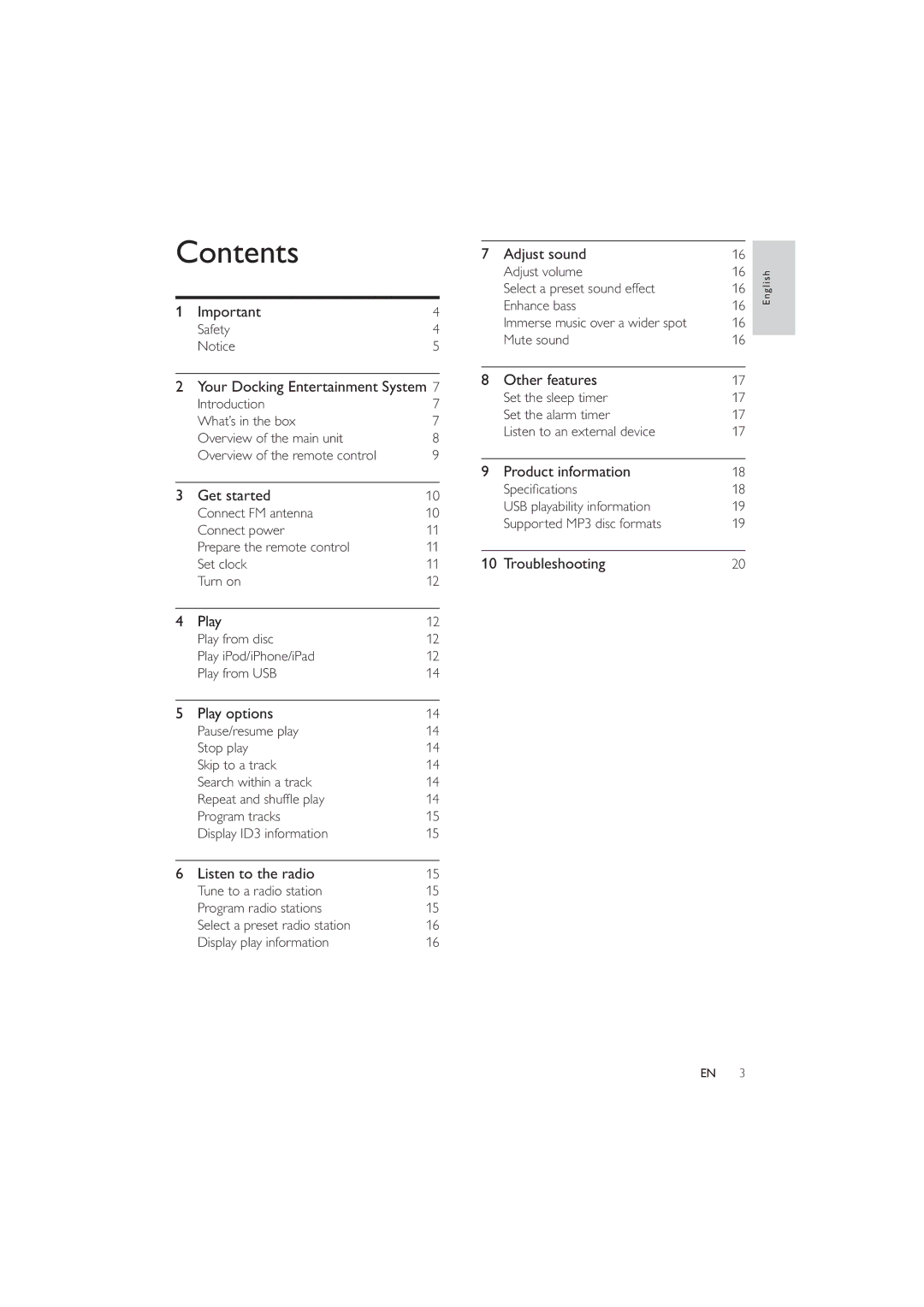 Philips DCM5090 user manual Contents 