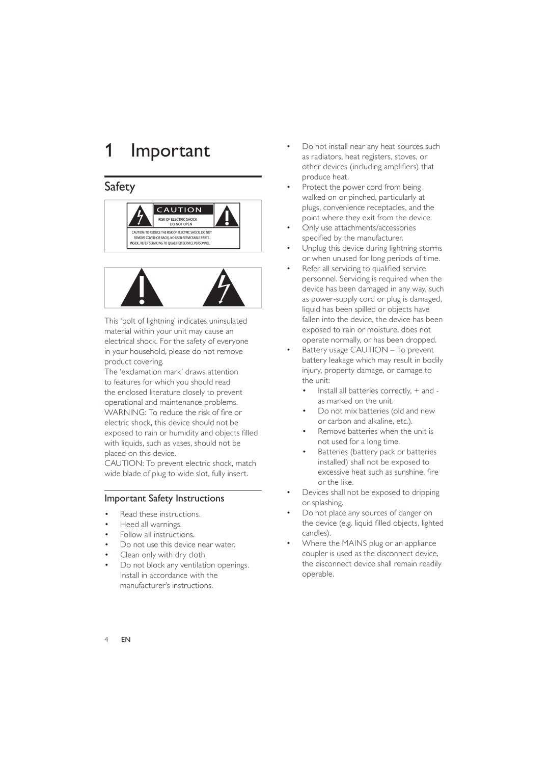 Philips DCM5090 user manual Important Safety Instructions, Produce heat, Only use attachments/accessories 