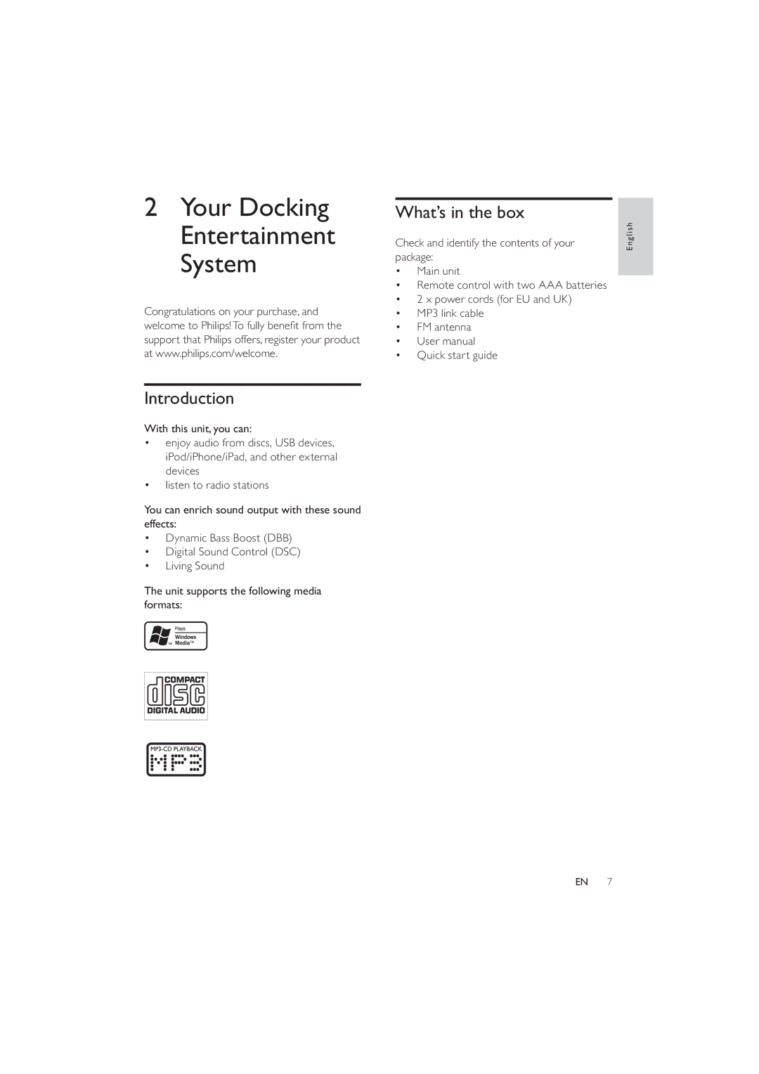 Philips DCM5090 user manual Introduction, What’s in the box, Congratulations on your purchase 